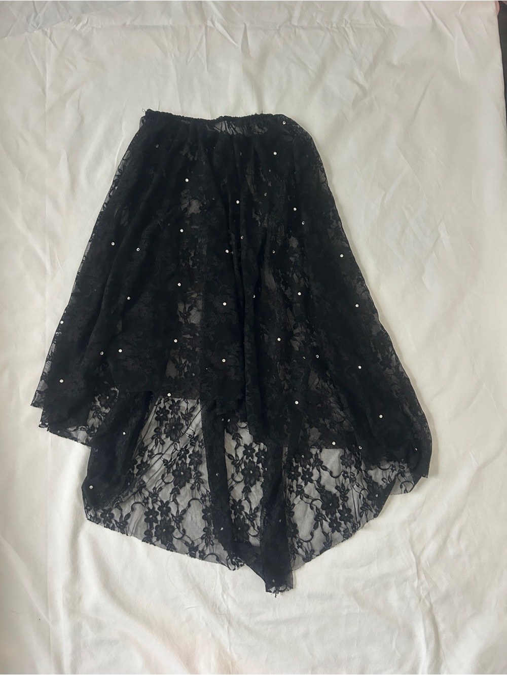 Black Lace Midi Skirt with Sequin Embellishment